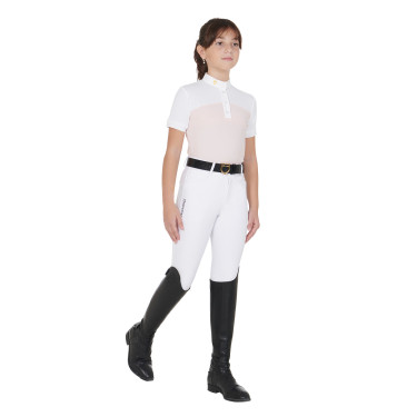 Meisjeswedstrijdpolo met Korte Mouwen en Knopen met Mesh Equestro Roze Meisjeswedstrijdpolo met Korte Mouwen en Knopen met Mesh Equestro Roze