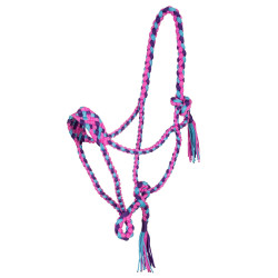 Licol en Nylon Tressé Pool's Rose / bleu ciel / violet Multi-couleurs