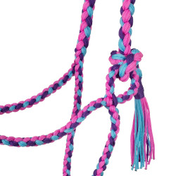 Licol en Nylon Tressé Pool's Rose / bleu ciel / violet Multi-couleurs