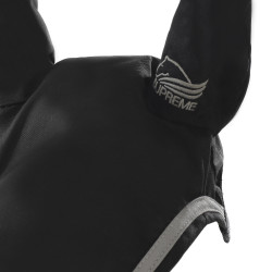 Bonnet Poney en Coton avec Passepoil Contrastant Supreme Noir / gris clair Bonnet Poney en Coton avec Passepoil Contrastant Supreme Noir / gris clair