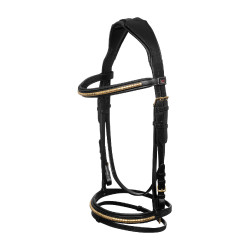 Engelse Hoofdstel met Clincher en Rubber Teugels Supreme Zwart Engelse Hoofdstel met Clincher en Rubber Teugels Supreme Zwart
