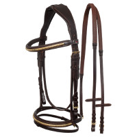 Bridon Anglais avec Clincher et Rênes en Caoutchouc Supreme Marron foncé