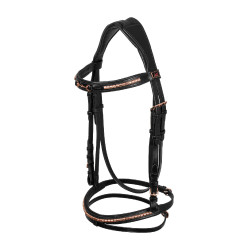 Bridon Anglais avec Décoration de Mors Rose Gold Supreme Noir