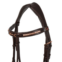 Bridon Anglais avec Décoration de Mors Rose Gold Supreme Marron