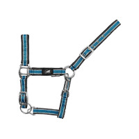 Tweegekleurig Verstelbaar Nylon Veulenhalster met Karabijnhaak Supreme Marine / wit / turquoise