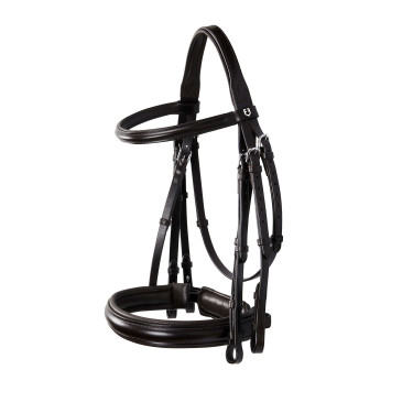 Bride Evolution en Cuir sans Rênes Doubles Equestro Marron foncé