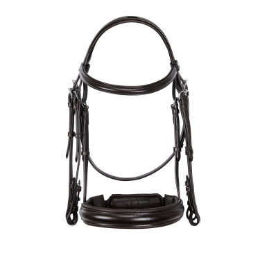 Bride Evolution en Cuir sans Rênes Doubles Equestro Marron foncé