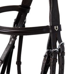 Bride Evolution en Cuir sans Rênes Doubles Equestro Marron foncé