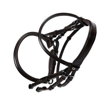 Bride Evolution en Cuir sans Rênes Doubles Equestro Marron foncé