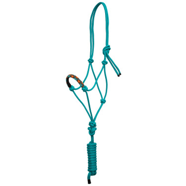 Licol Corde Nouée avec Décorations Navajo et Longe Pool's Turquoise Licol Corde Nouée avec Décorations Navajo et Longe Pool's Turquoise