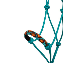 Licol Corde Nouée avec Décorations Navajo et Longe Pool's Turquoise Bleu Licol Corde Nouée avec Décorations Navajo et Longe Pool's Turquoise Bleu