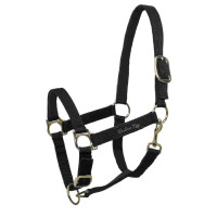 Nylon halster met lederen versteviging Umbria Equitazione Zwart