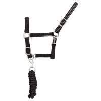 Licol Synthétique avec Longe Reflective Supreme Noir Licol Synthétique avec Longe Reflective Supreme Noir