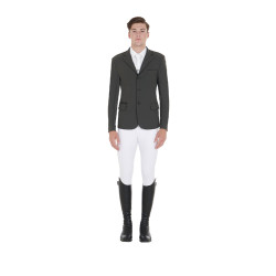 Veste de concours Homme en Tissu Stretch avec Poches Zippées Equestro Gris Veste de concours Homme en Tissu Stretch avec Poches Zippées Equestro Gris