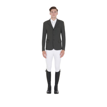 Veste de concours Homme en Tissu Stretch avec Poches Zippées Equestro Gris Veste de concours Homme en Tissu Stretch avec Poches Zippées Equestro Gris