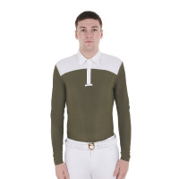 Wedstrijdpolo Heren Lange Mouwen met Knopen Equestro Wit / groene klimop Wedstrijdpolo Heren Lange Mouwen met Knopen Equestro Wit / groene klimop