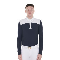 Wedstrijdpolo Heren Lange Mouwen met Knopen Equestro Wit / marineblauwe blazer