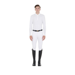 Wedstrijdpolo Heren Lange Mouwen met Knopen Equestro Wit / wit