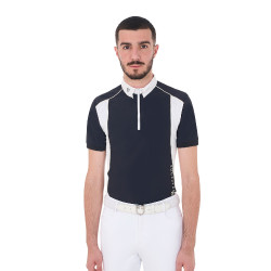 Polo de concours Homme Manches Courtes avec Zip Equestro Marine blazer / blanc antique Bleu marine