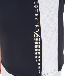 Wedstrijdpolo Heren Korte Mouwen met Rits Equestro Marineblazer / antiek wit Marineblauw