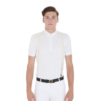 Polo de concours Homme Manches Courtes avec Zip Equestro Blanc / jaune