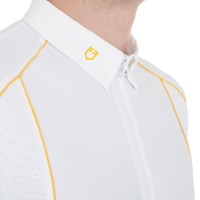 Polo de concours Homme Manches Courtes avec Zip Equestro Gris givré / vert citron Polo de concours Homme Manches Courtes avec Zip Equestro Gris givré / vert citron