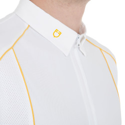 Polo de concours Homme Manches Courtes avec Zip Equestro Blanc / jaune