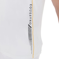 Polo de concours Homme Manches Courtes avec Zip Equestro Blanc / jaune