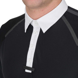 Polo de concours Homme Manches Courtes avec Boutons Equestro Noir