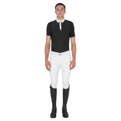 Polo de concours Homme Manches Courtes avec Boutons Equestro Noir