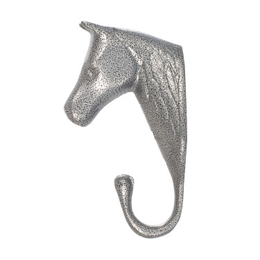 Crochet Porte-Bridon Tête de Cheval en Aluminium Coloré Umbria Equitazione Gris