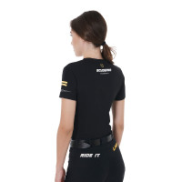 Dames T-shirt Scuderia Equestro van Katoen Equestro Zwart Dames T-shirt Scuderia Equestro van Katoen Equestro Zwart