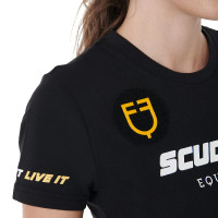 Dames T-shirt Scuderia Equestro van Katoen Equestro Zwart Dames T-shirt Scuderia Equestro van Katoen Equestro Zwart