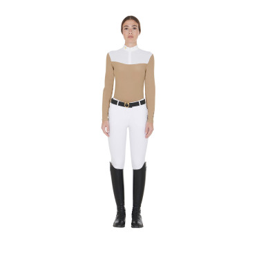 Dames wedstrijdpolo met lange mouwen in technische stof en mesh Equestro Dames wedstrijdpolo met lange mouwen in technische stof en mesh Equestro