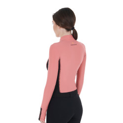 Dames Trainingspolo Lange Mouwen Equestro Koraal Rood