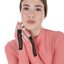 Dames Trainingspolo Lange Mouwen Equestro Koraal Rood