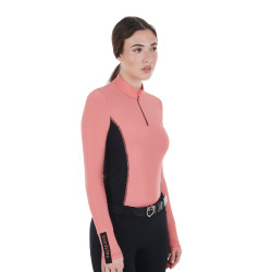 Dames Trainingspolo Lange Mouwen Equestro Koraal Rood