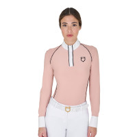 Wedstrijdpolo Dames Lange Mouwen met Mesh Inzetstukken Equestro Cameoroze