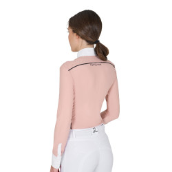 Wedstrijdpolo Dames Lange Mouwen met Mesh Inzetstukken Equestro Cameoroze Wedstrijdpolo Dames Lange Mouwen met Mesh Inzetstukken Equestro Cameoroze