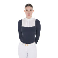 Polo de concours Femme Manches Longues avec Strass Equestro Marine blazer Bleu marine Polo de concours Femme Manches Longues avec Strass Equestro Marine blazer Bleu marine