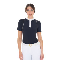 Polo de concours Femme Manches Courtes avec Boutons Equestro Marine blazer / blanc antique Bleu marine Polo de concours Femme Manches Courtes avec Boutons Equestro Marine blazer / blanc antique Bleu marine