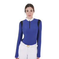 Polo de concours Femme Manches Longues en Tissu Technique Equestro Bleu sodalite Polo de concours Femme Manches Longues en Tissu Technique Equestro Bleu sodalite