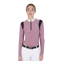 Polo de concours Femme Manches Longues en Tissu Technique Equestro Rose