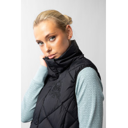 Lange mouwloze gewatteerde bodywarmer Gem B Vertigo Zwarte schoonheid
