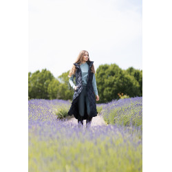 Lange mouwloze gewatteerde bodywarmer Gem B Vertigo Zwarte schoonheid