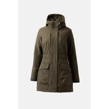 Veste chauffante longue Jadine Horze hiver Nuit des olives / vert olive Marron