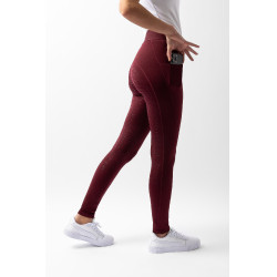 Legging Horze Maia fond intégral grip femme poche téléphone Marron bordeaux