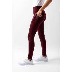 Legging Horze Maia fond intégral grip femme poche téléphone Marron bordeaux