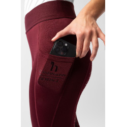 Legging Horze Maia fond intégral grip femme poche téléphone Marron bordeaux