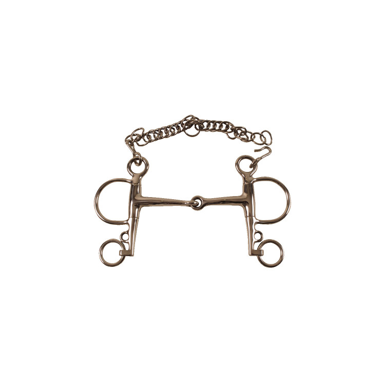 Mors Pelham plein en acier inoxydable avec branches courtes Umbria Equitazione Mors Pelham plein en acier inoxydable avec branches courtes Umbria Equitazione